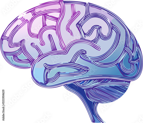 Design vectoriel stylisé de cerveau en réseau