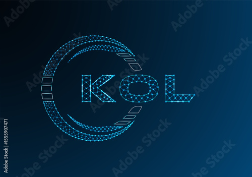 KOL low poly letter logo vector design. KOL lower poly logo design. Low poly logo.