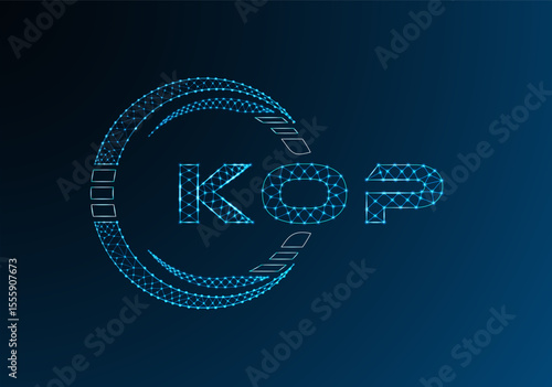 KOP low poly letter logo vector design. KOP lower poly logo design. Low poly logo.