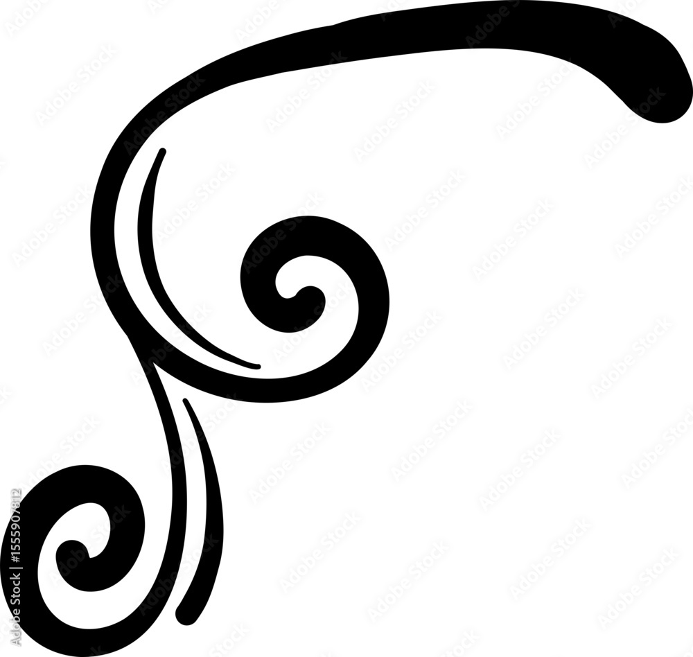 Line Art Botanical Swirl Accent Decor