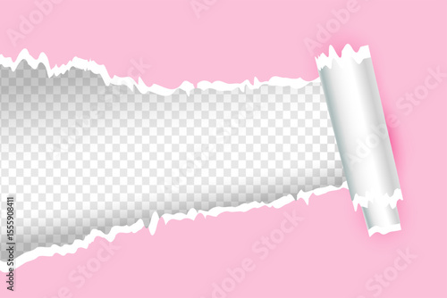 Realistic pink torn ripped paper background