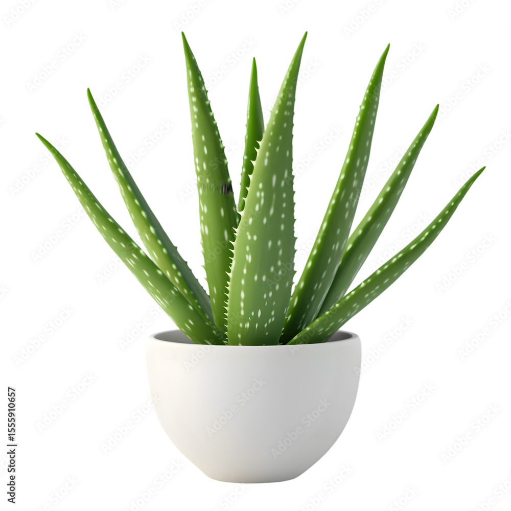Fototapeta premium Aloe vera plant in a white pot.