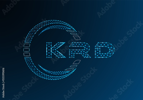 KRD low poly letter logo vector design. KRD lower poly logo design. Low poly logo.