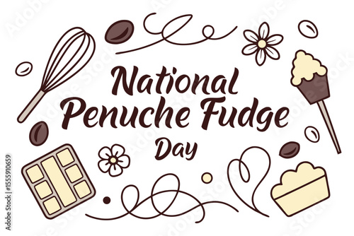 NATIONAL PENUCHE FUDGE DAY vector illustration