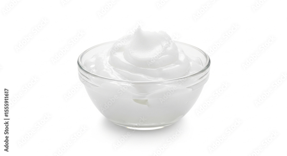 A bowl of whipped cream isolated on white A bowl of whipped cream isolated on white