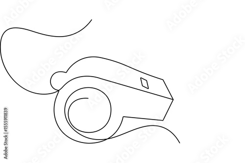 Minimalist whistle one line drawing isolated outline vector illustration
