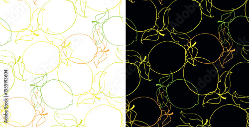 Fresh hand drawn doodle lemin lime citrus pattern background. 