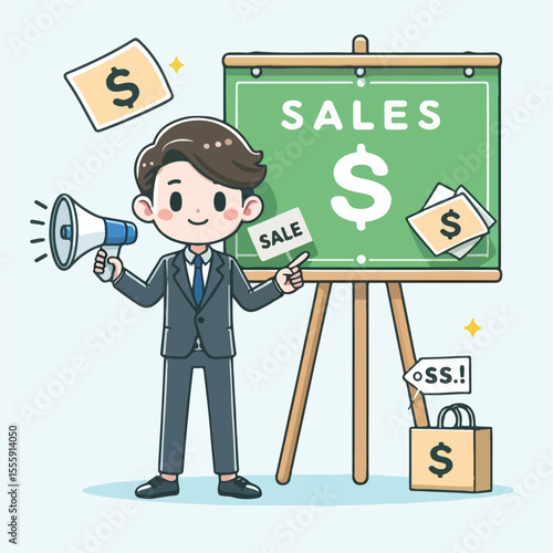 vector image of people doing sales promotion on plain white background