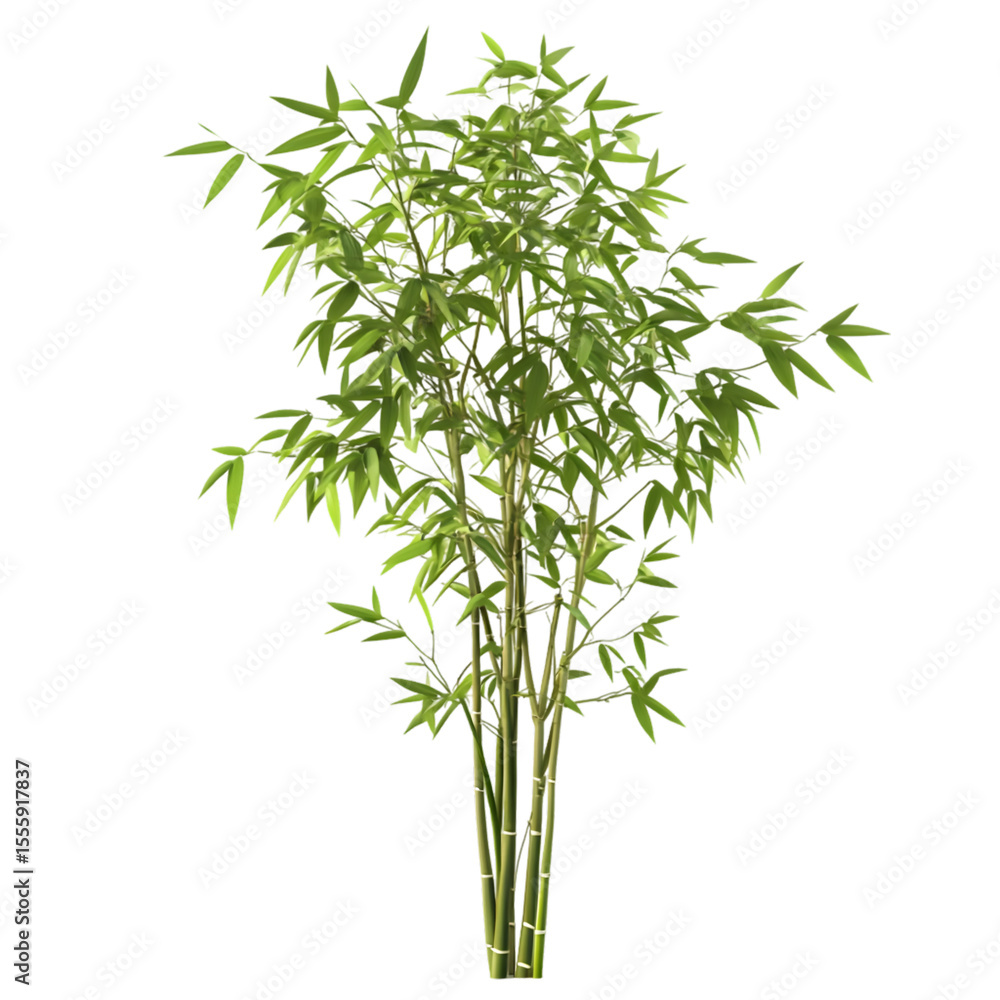 Naklejka premium Lush bamboo plant with water droplets on the foliage.