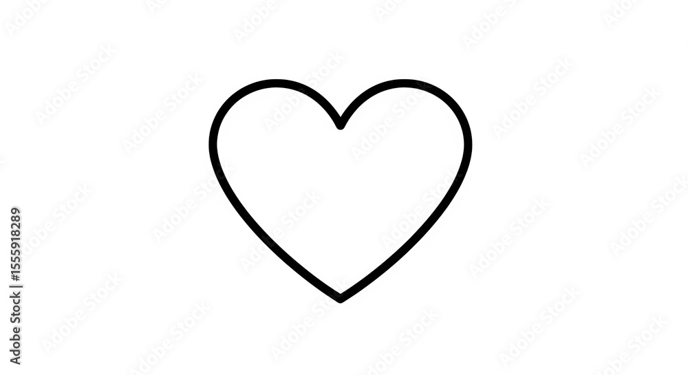 Simple Black Heart Outline Icon on White Background Simple Black Heart Outline Icon on White Background