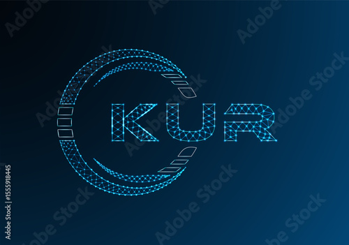 KUR low poly letter logo vector design. KUR lower poly logo design. Low poly logo.