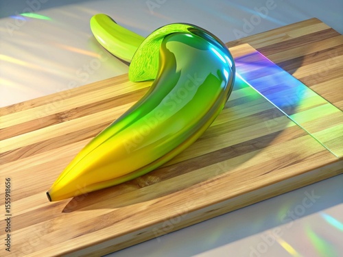 Rainbow Banana: Vibrant Colors and Creative Food Art on a Wooden Board