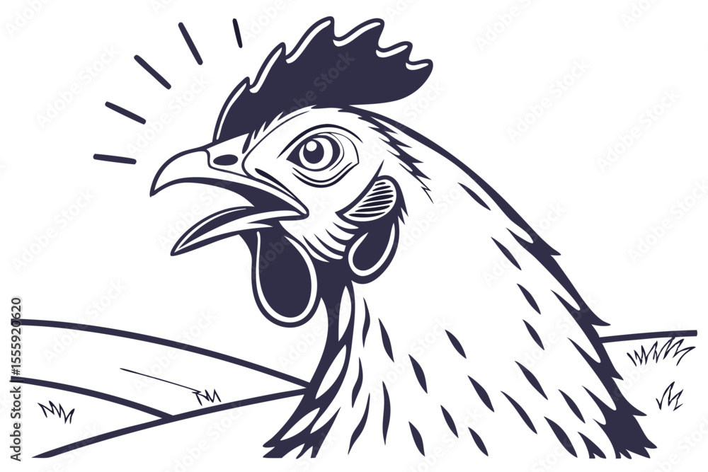 Obraz premium Farm Animal Silhouette – Chicken Head Vector