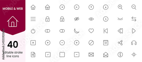 Media and Web icons in line style. Data analytics, Digital marketing, Management, Message, Phone. Vector illustration.