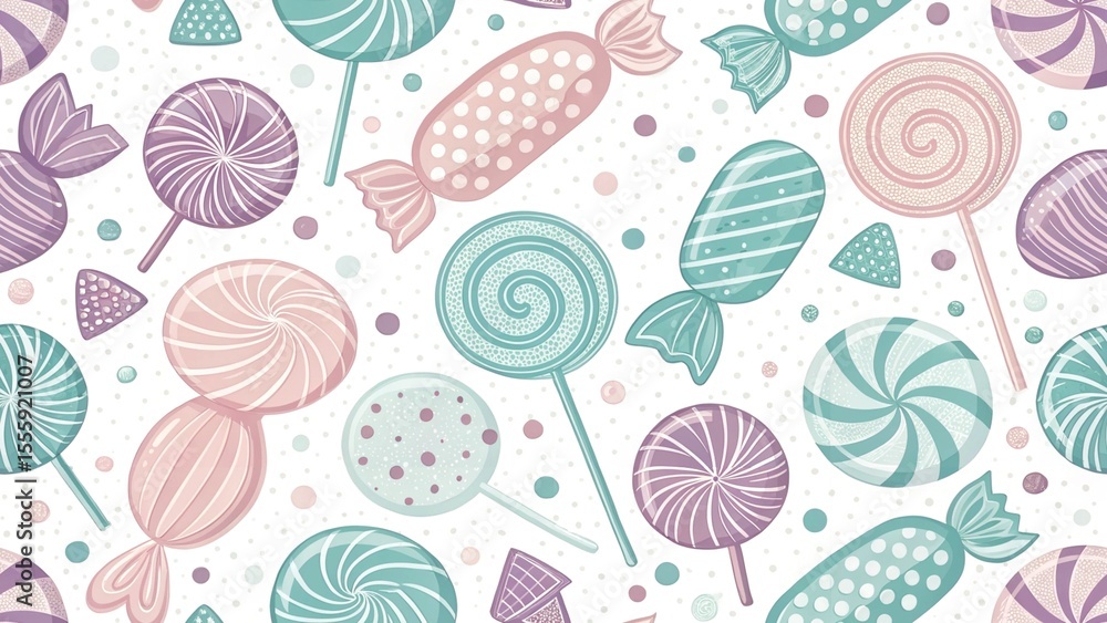Sweet Pastel Candy Delight: An enticing array of whimsical candy in soft pastel colors against a clean, bright background, perfect for adding a touch of sweetness to any design. Sweet Pastel Candy Delight: An enticing array of whimsical candy in soft pastel colors against a clean, bright background, perfect for adding a touch of sweetness to any design.