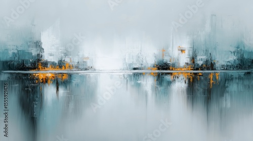 Abstract oil painting with light pastel colors, oil on canvas white, marine blue and amber orange, wallpaper, background, use of palette knives, realistic hyper-detail