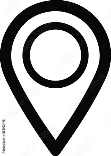 Simple map pin icon, black outline on white background, minimal style