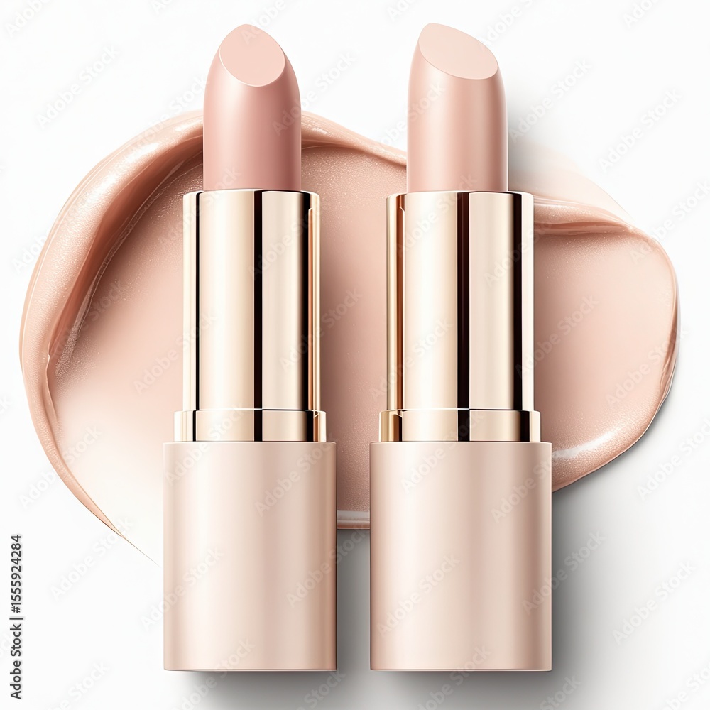 Obraz premium Elegant nude lipsticks on a soft background.