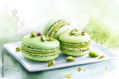 green macarons with pistachio nuts