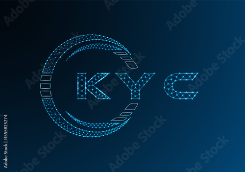 KYC low poly letter logo vector design. KYC lower poly logo design. Low poly logo.