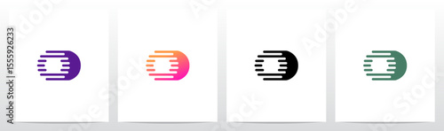 Lines Retro Graphic Horizontal Parallel Strokes Initial Letter Logo Design O