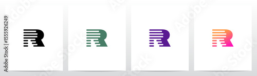 Lines Retro Graphic Horizontal Parallel Strokes Initial Letter Logo Design R