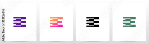 Lines Retro Graphic Horizontal Parallel Strokes Initial Letter Logo Design E