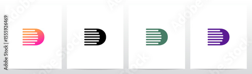 Lines Retro Graphic Horizontal Parallel Strokes Initial Letter Logo Design D