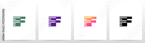 Lines Retro Graphic Horizontal Parallel Strokes Initial Letter Logo Design F