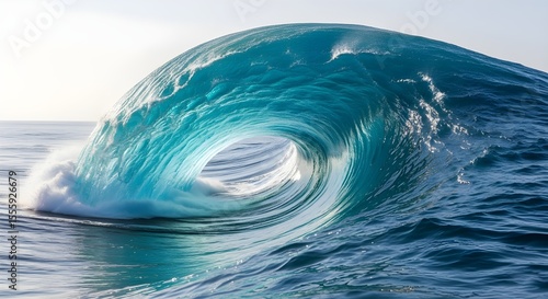 Majestic Ocean Wave A Breathtaking Barrel Wave Photograph