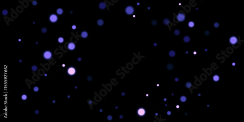 Blue light background with bokeh effect. Color glittering lights on black background. Festive holiday shiny luxury backdrop. Abstract vector illustration.