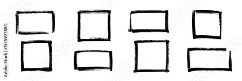 Wallpaper Mural Hand-drawn square frames in black marker style. Grunge rectangular borders with rough brush strokes isolated on white background. Sketchy frames for design, notes, social media. Vector illustration. Torontodigital.ca