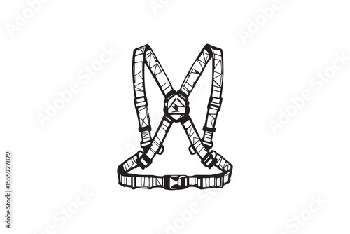 Safety harness line art and black color