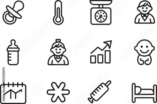 Infant Growth and Development Essential Icons for Baby Milestones