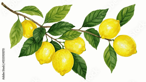 Citrus Luminance lemon tree isolated watercolor vector illustration svg