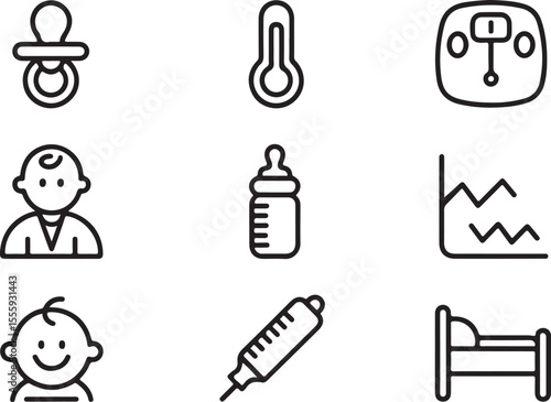 Baby Growth Chart Icons Healthcare, Development, and Milestones