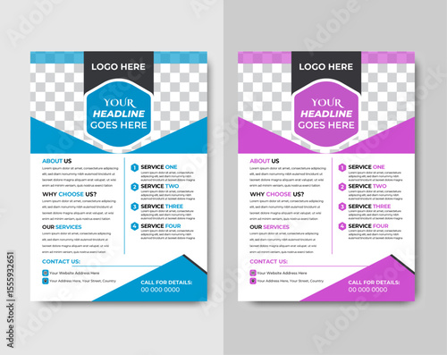 Modern Corporate Business Flyer Template with Hexagon Design - Clean Multipurpose Marketing Ad