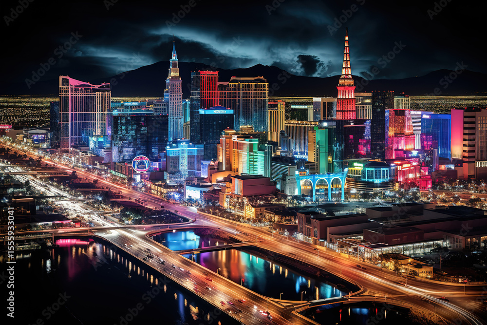 Fototapeta premium Excellent magical urban wonderlands night mesmerizing city lights vibrant colors sharp