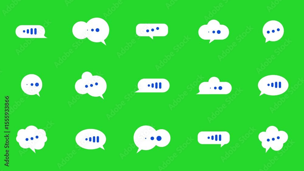 Animated White Speech Bubbles Isolated on Green Screen Animated White Speech Bubbles Isolated on Green Screen