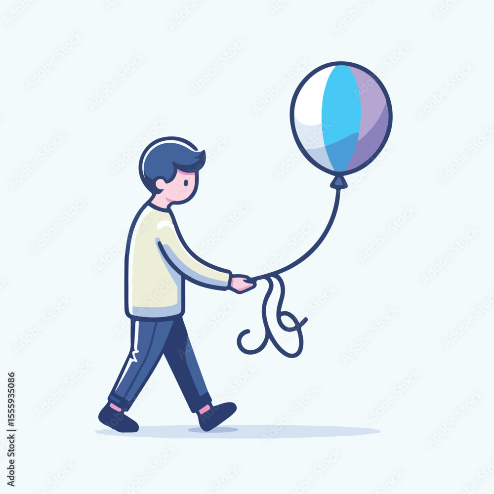 vector image of a person carrying a balloon vector image of a person carrying a balloon