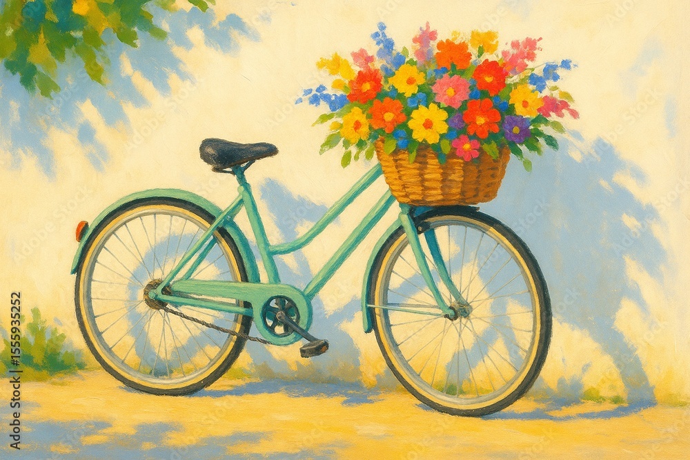 Fototapeta premium Bicycle with Spring Flowers