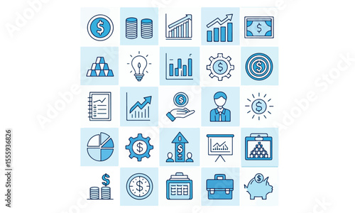 investment set icon vector
