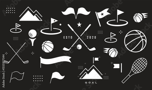 Golf country club logo, labels, icons and design elements