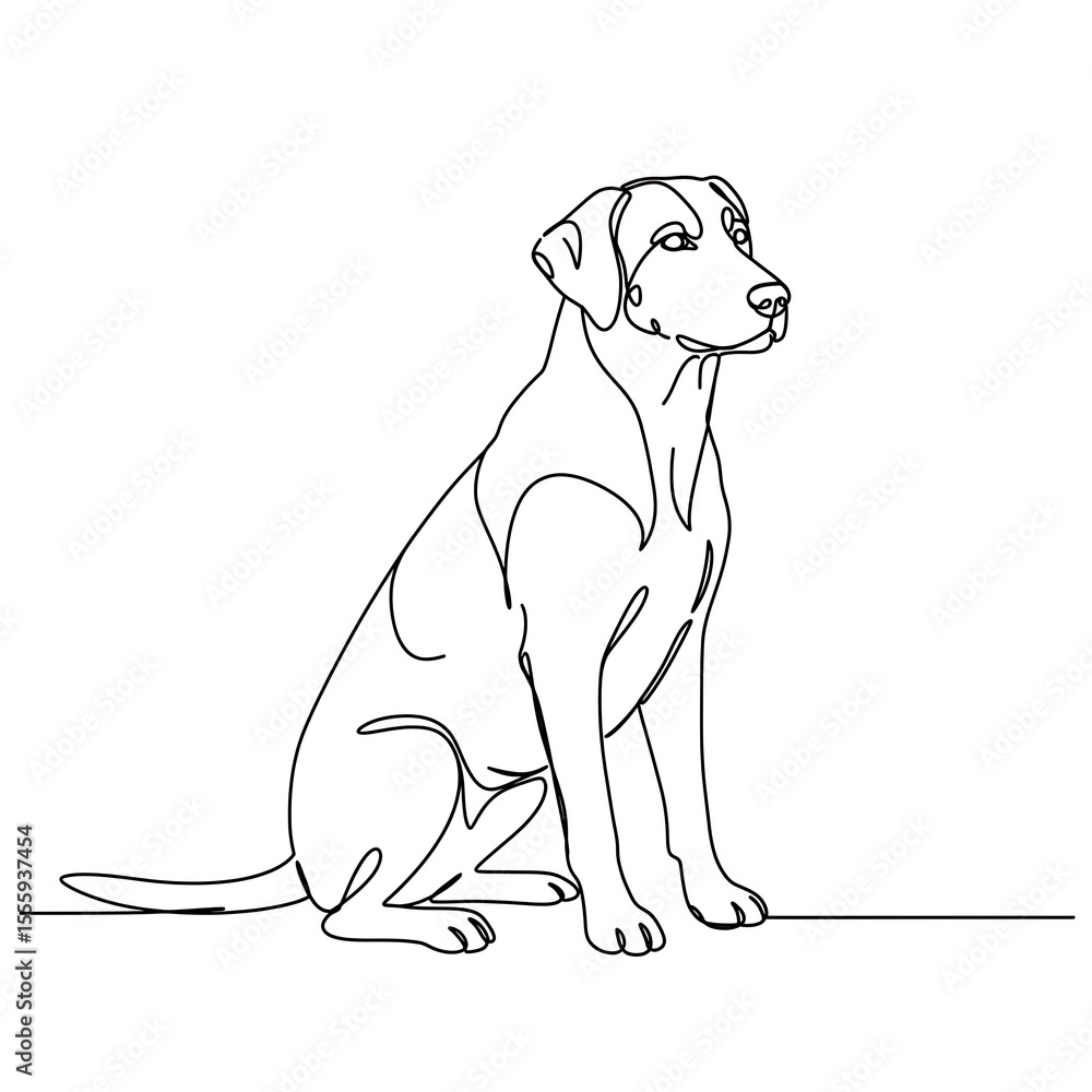 Fototapeta premium Line drawing of sitting dog