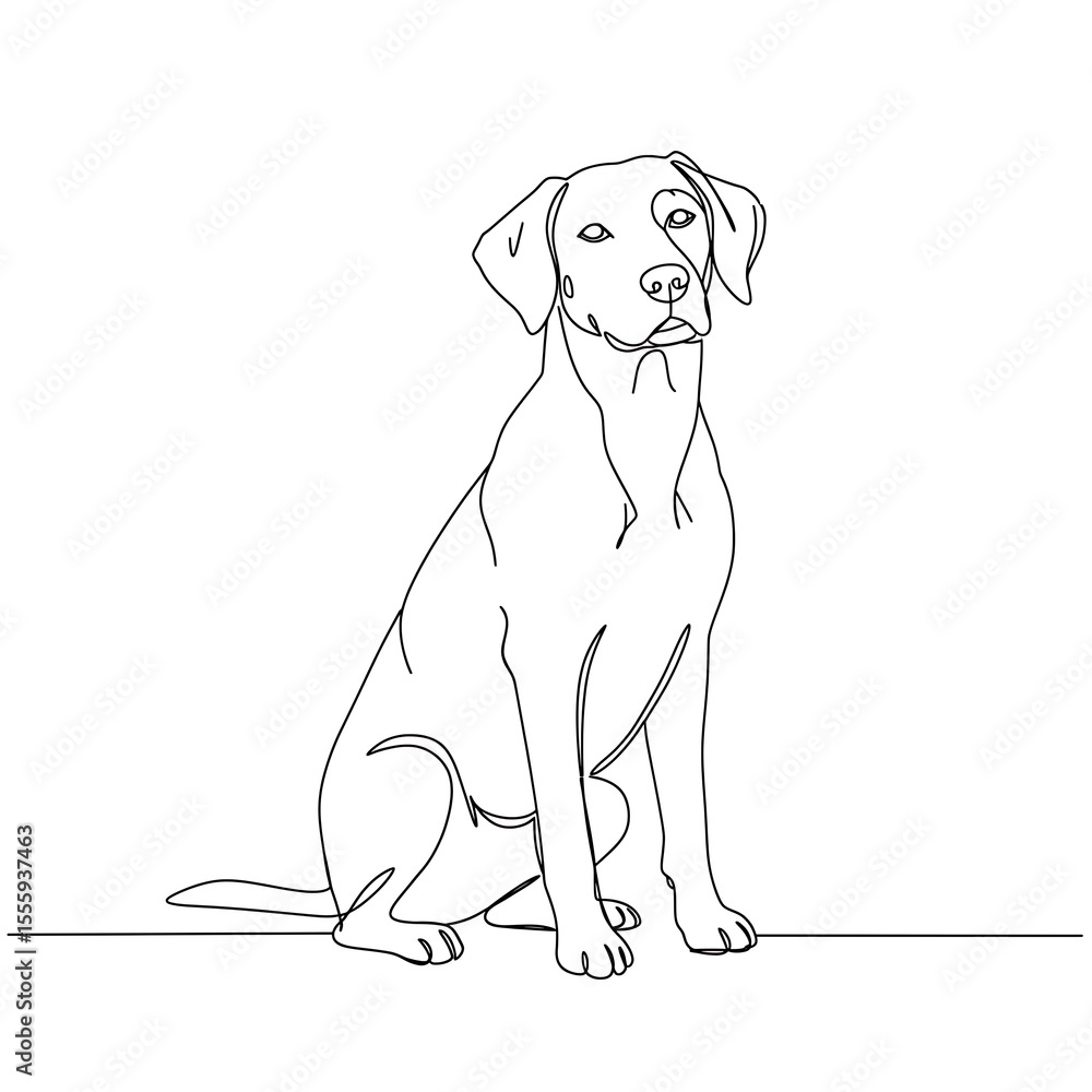 Fototapeta premium Detailed dog line art sitting upright