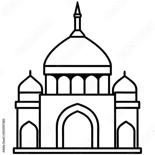 black and white mosque building outline clip art preview