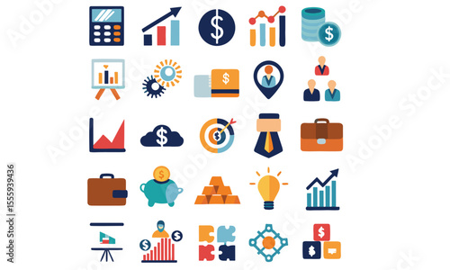 investment set icon vector