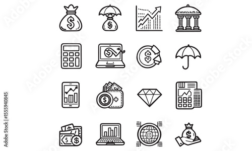 investment set icon vector