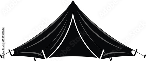 Black Silhouette of a Classic Camping Tent Vector Illustration