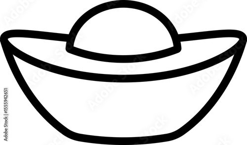 Simple shape Chinese gold ingot outline icon vector isolated.
Gold Ingot yuanbao thick line.
Transparent background. svg.